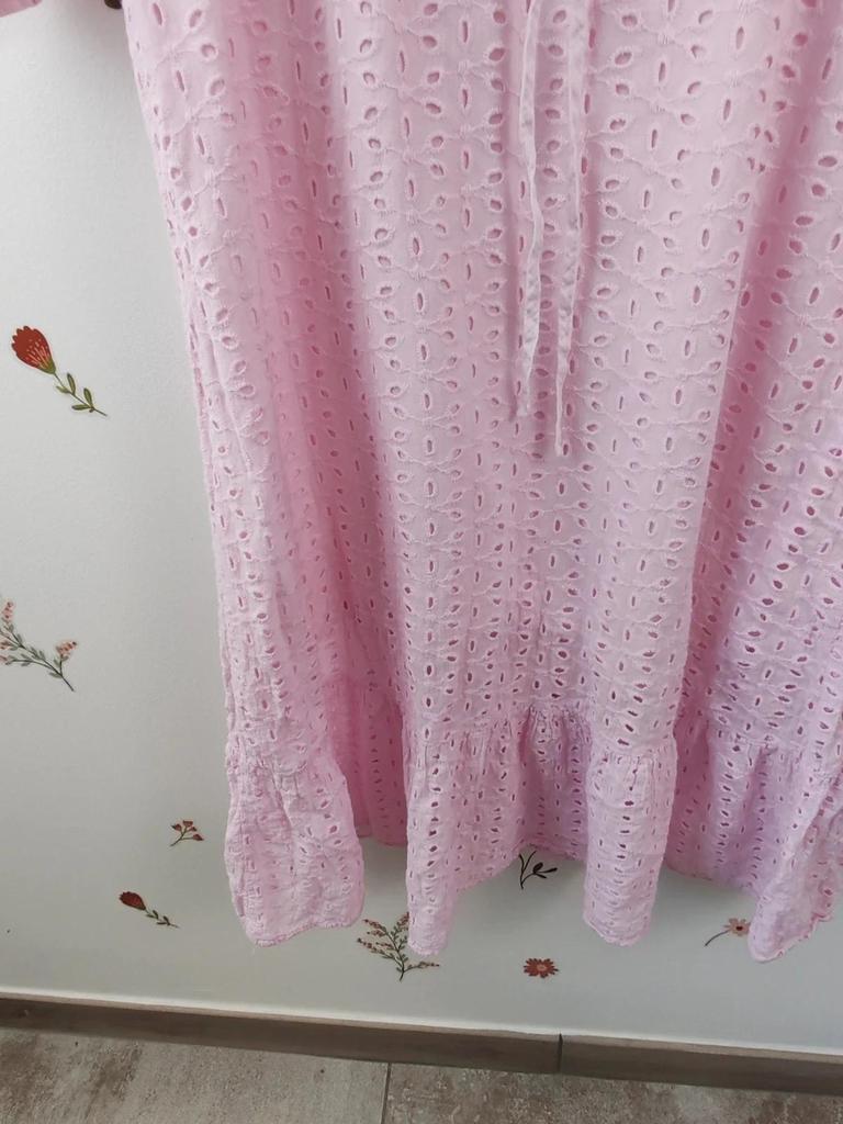 Robe broderie anglaise rose taille L