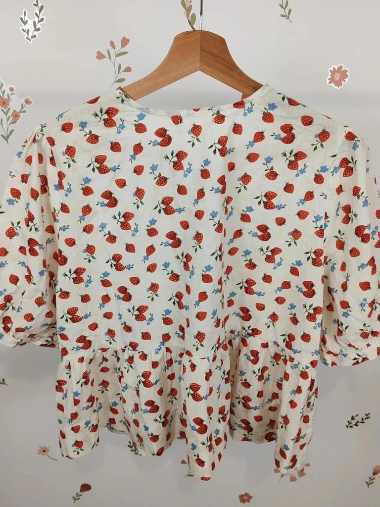 Blouse noeud fraise taille L