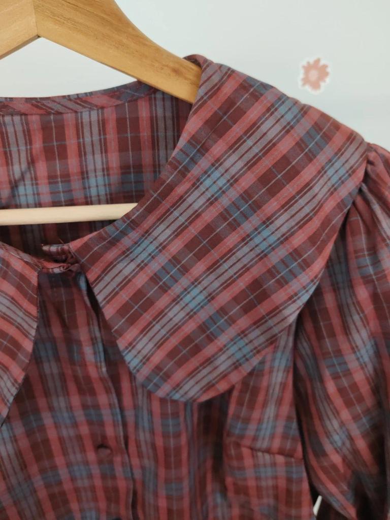 Blouse tartan col claudine taille L