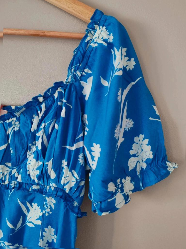 Robe longue cottage bleu taille L
