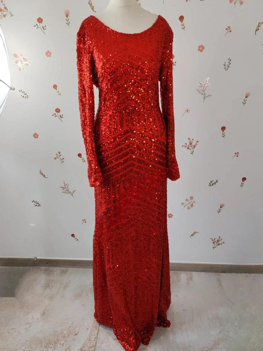 Robe de soirée seuqins rouge taille 38/40