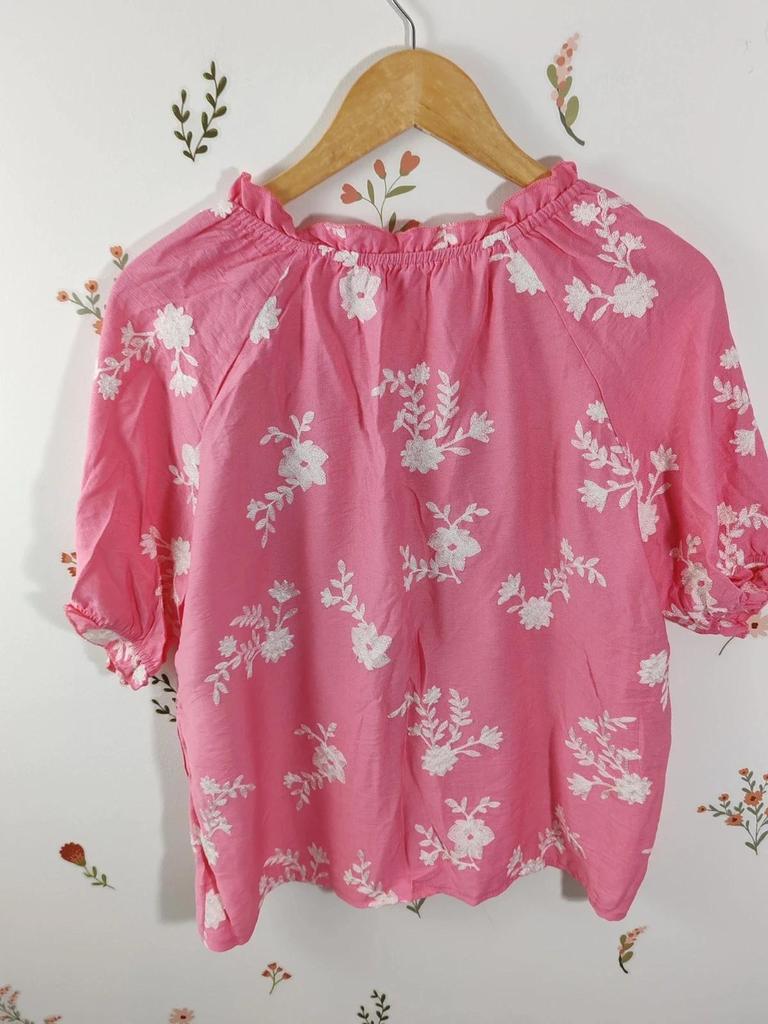Blouse brodée rose taille M/l