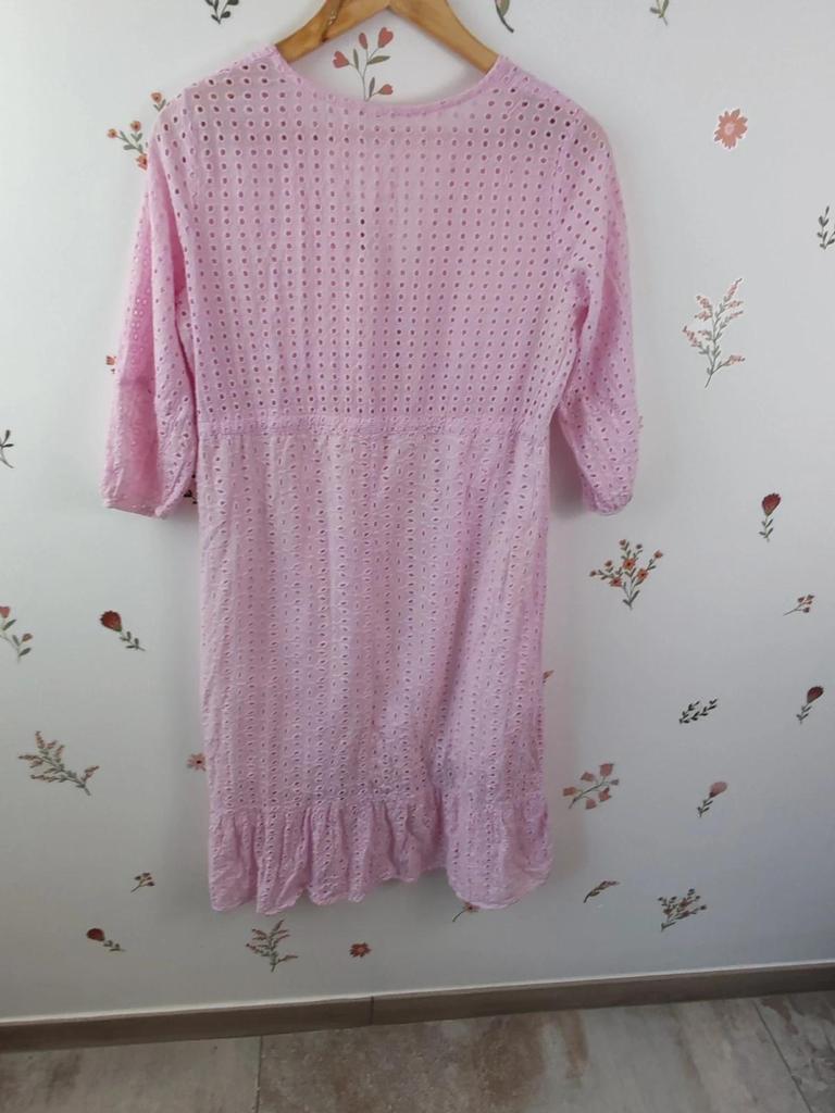 Robe broderie anglaise rose taille L