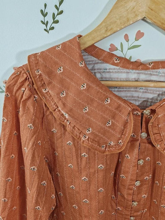 Blouse col claudine orange taille M/l