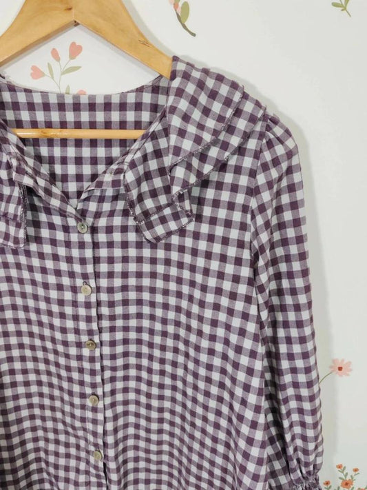 Blouse vichy violet et blanc taille S/m