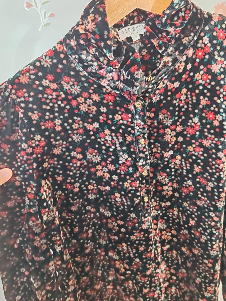 Robe velours fleurs taille 38 Claudie Pierlot
