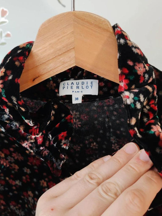 Robe velours fleurs taille 38 Claudie Pierlot
