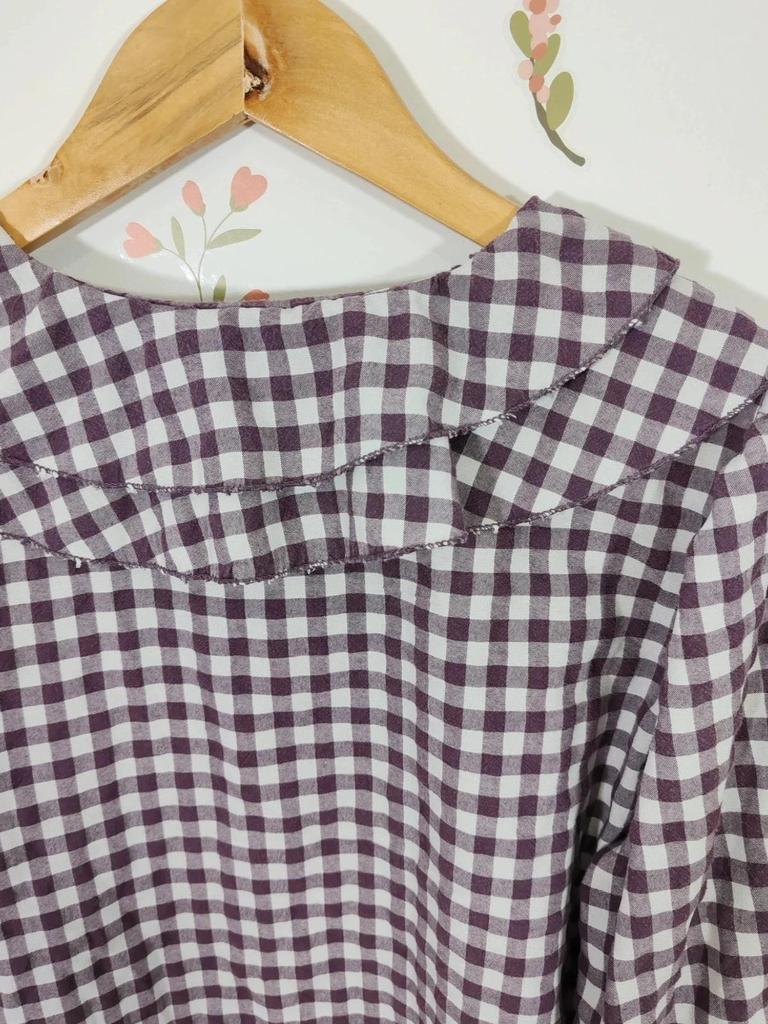 Blouse vichy violet et blanc taille S/m
