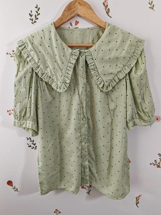 Blouse col claudine vert taille M/l