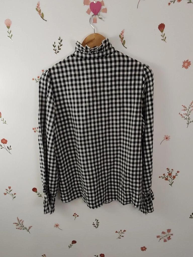 Blouse vichy col haut taille S/m