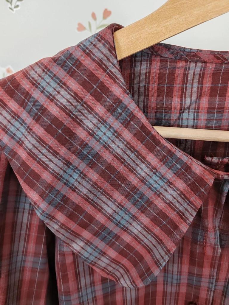 Blouse tartan col claudine taille L