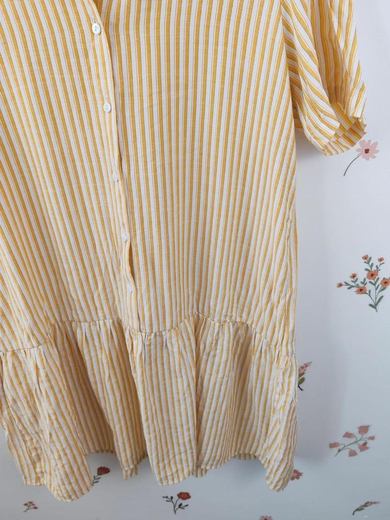 Robe chemise rayures jaune