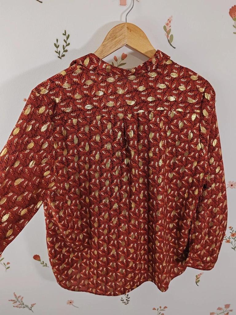 Blouse orangée et doré taille M