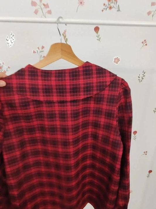 Blouse tartan col claudine taille L