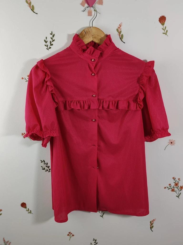 Blouse volant rose fuschia taille S/m