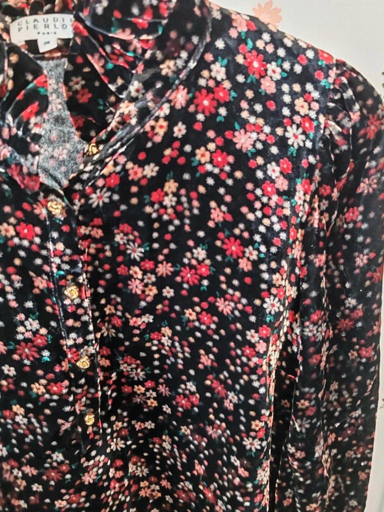 Robe velours fleurs taille 38 Claudie Pierlot