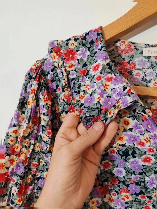Blouse fleurie col claudine taille M/l