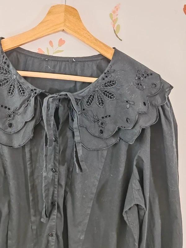 Blouse double col noir taille Xl