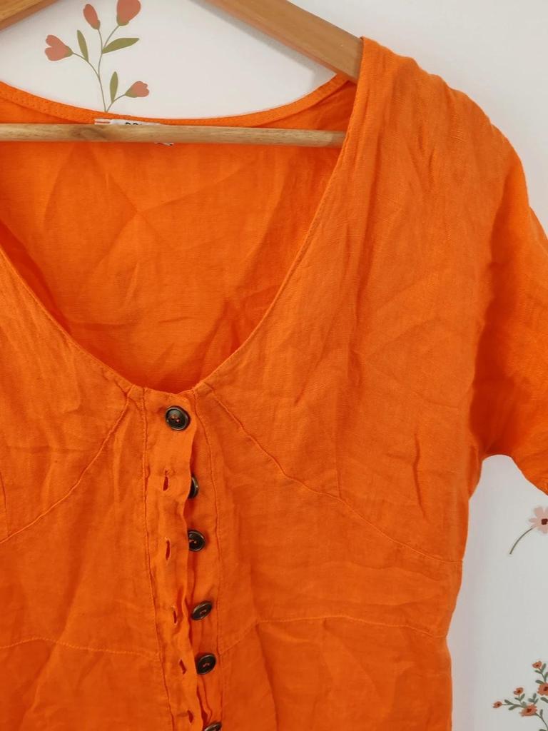 Robe en lin orange taille 40