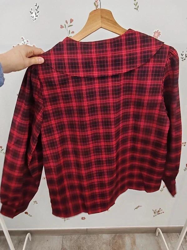 Blouse tartan col claudine taille L