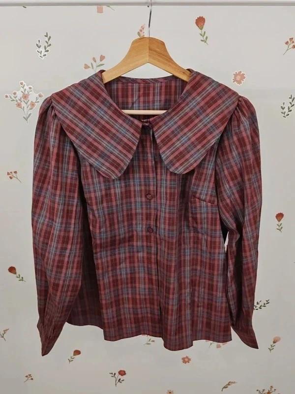 Blouse tartan col claudine taille S