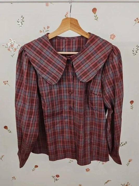 Blouse tartan col claudine taille S