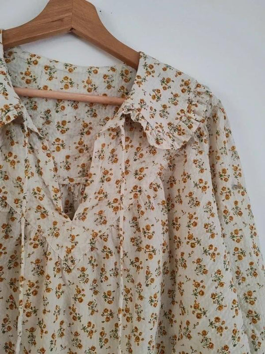 Blouse fleurie jaune taille M Mango