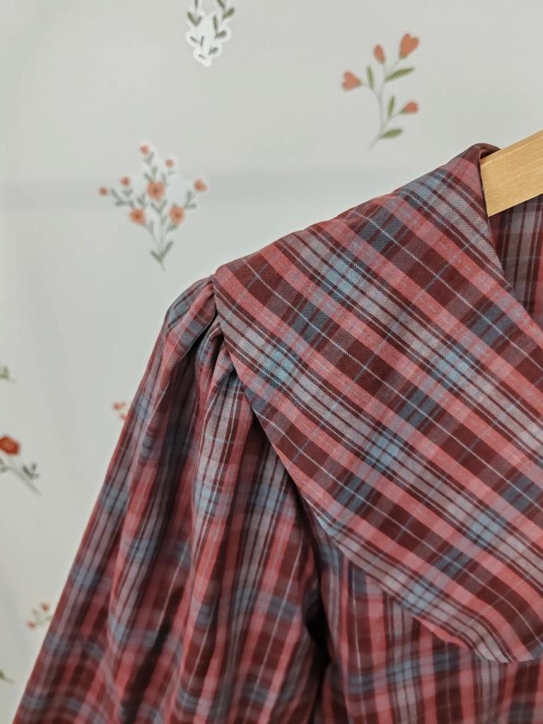 Blouse tartan col claudine taille L
