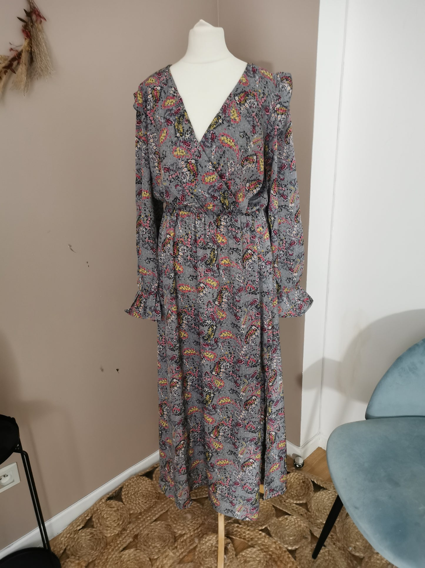 Robe longue à motif 